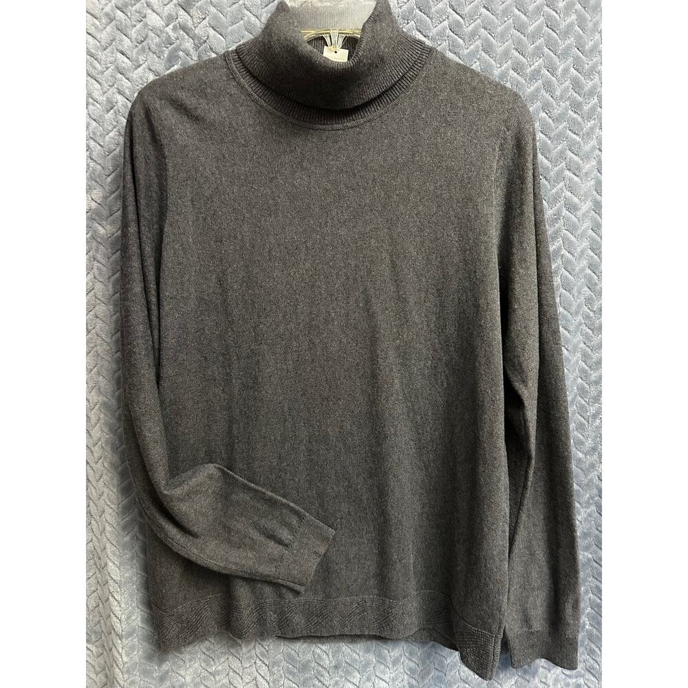 Talbots Womens Soft Knit Turtleneck with Cable knit hem Dark Grey Size S Classic